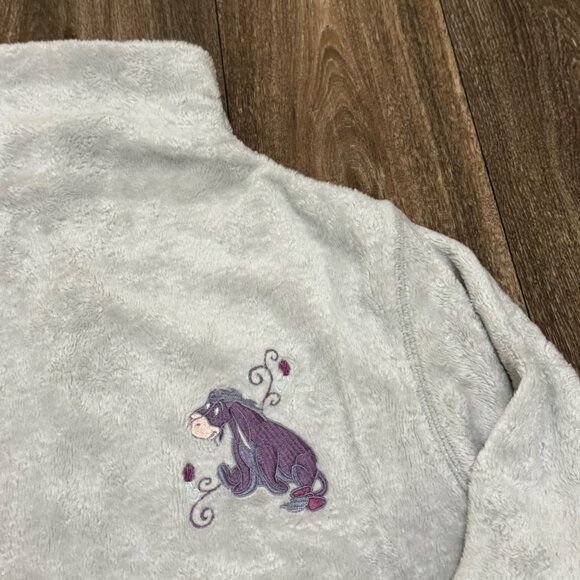 VTG Disney Eeyore Fleece Sweatshirt Women's Large Gray Mock Neck Embroidered 90s - Picture 4 of 12
